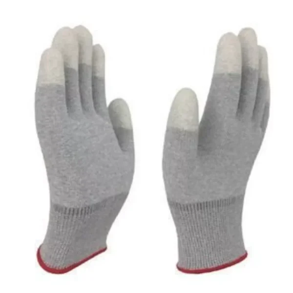 Conductive copper fiber gloves, PU fingertip coating FR0306